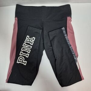 PINK Victoria’s Secret Black & Rose Colorblock Leggings Women’s Small Athletic